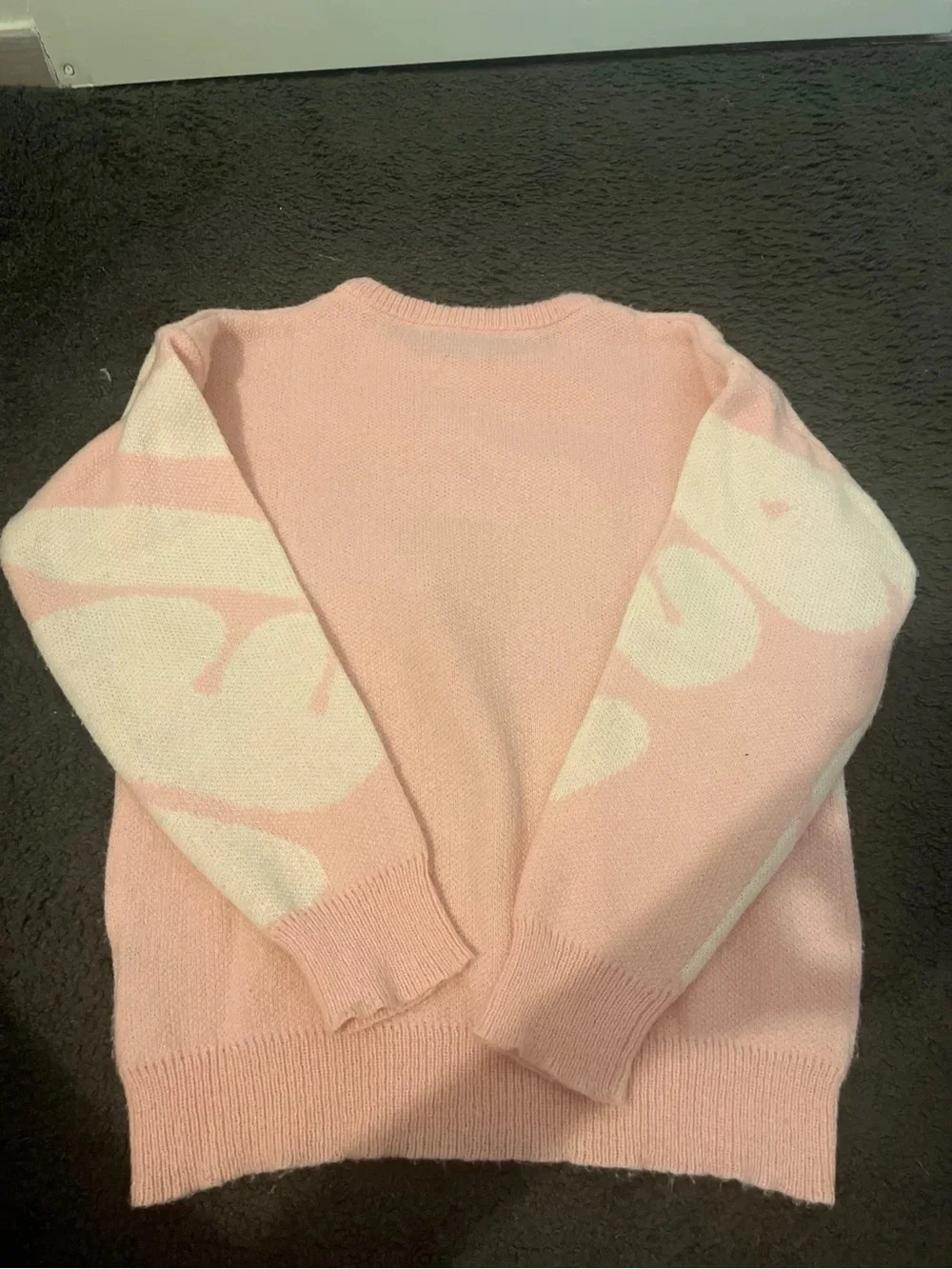 Soft Pink Crewneck Sweater with White Accent